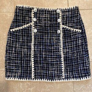 VERONICA BEARD Medford embellished cotton-blend tweed mini skirt